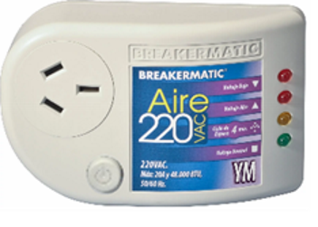 PIN220-YM0EST AIRE 220 YM - Protector electrónico enchufable para Aire Acondicionado convencional y Equipo de Refrigeración, voltajes de corte ajustables, con botón de encendido, 220V 20A NEMA 10-20 (Edición Español)