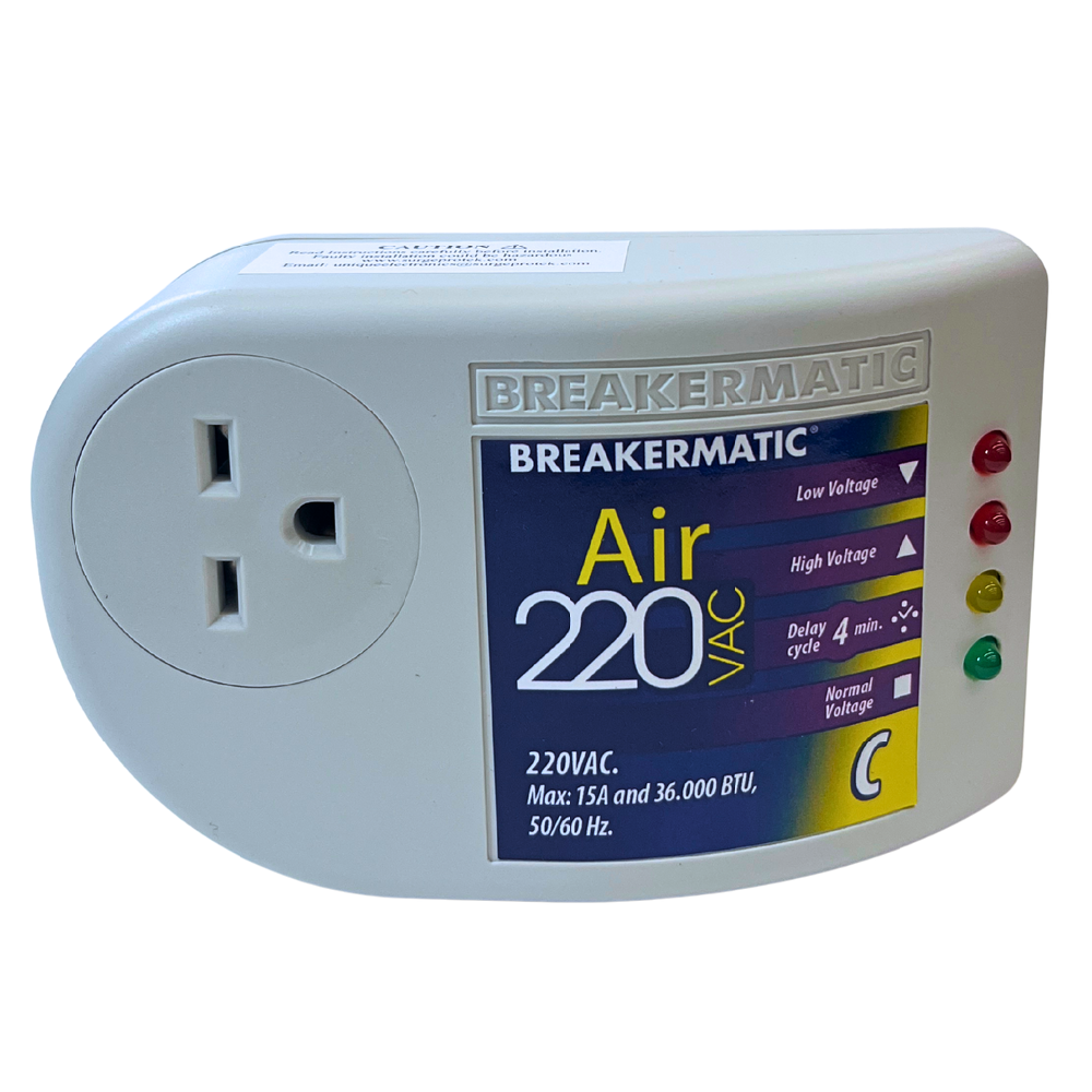 PIN220-C00ING AIR 220 C - Protector electrónico enchufable para Aire Acondicionado Convencional 220V 15A NEMA 6-15P/R (Edición Inglés)