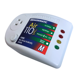 PIN110-M00ING Air 110 M - Protector Electrónico enchufable para Aires Acondicionados y Equipos de Refrigeración con Voltaje Ajustable  y suiche ON-OFF  120V 15A  NEMA5-15 (Edición Inglés)